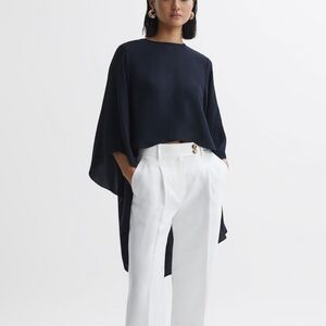 NEW with tags Reiss Liana Cape Crewneck Blouse Navy Size 6